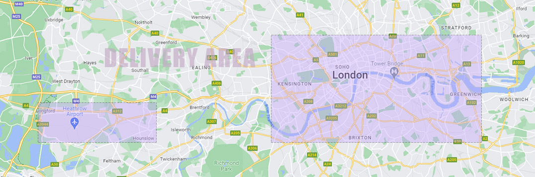 London and Heathrow Outcall Massage Delivery Area